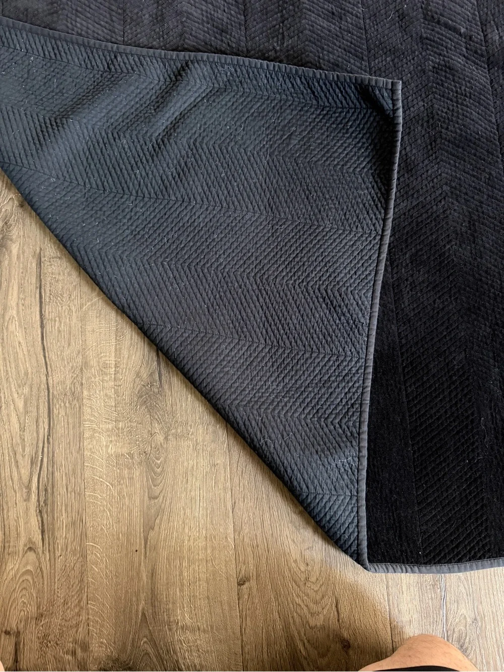 Restoration Hardware Cover Velvet Chevron Stitch Black Full/Queen